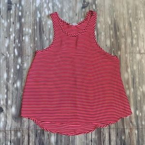 Fuchsia pink stripped sleeveless blouse